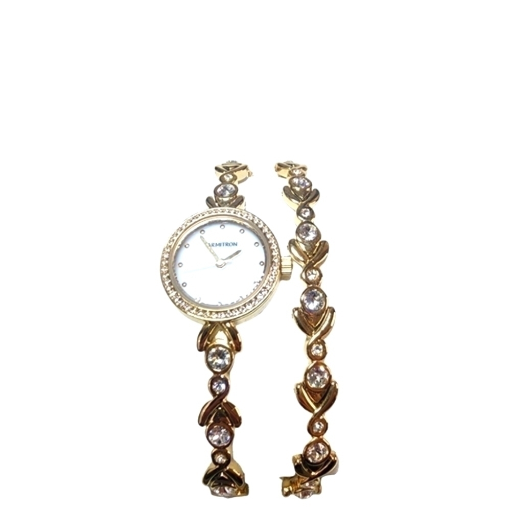 ARMITRON Genuine Crystal Accented Watch and Bracelet Set